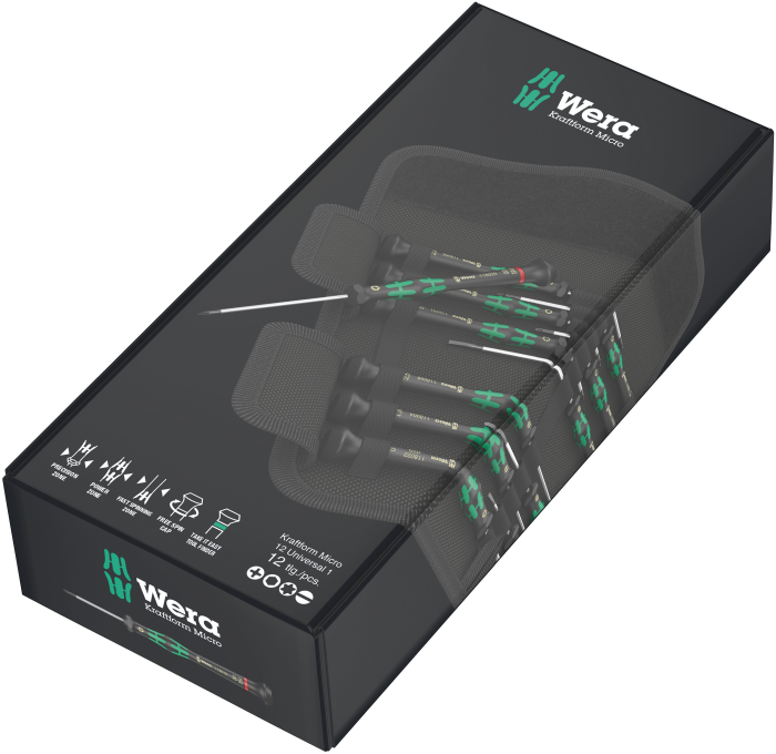Wera Jeu De Tournevis Kraftform Micro 12 Pièces Noir / Vert / Argent Taille Unique 7