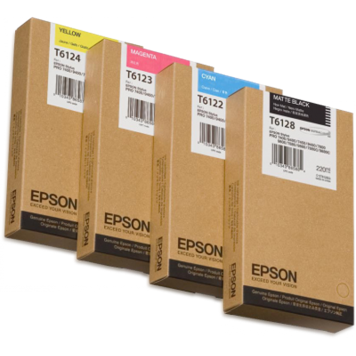 Epson Stylus Pro 7450/9400/9450 – Høy Kvalitet, 220ml (Epsc13t61280n, Matt Svart, 1 Eske) Matt svart 2