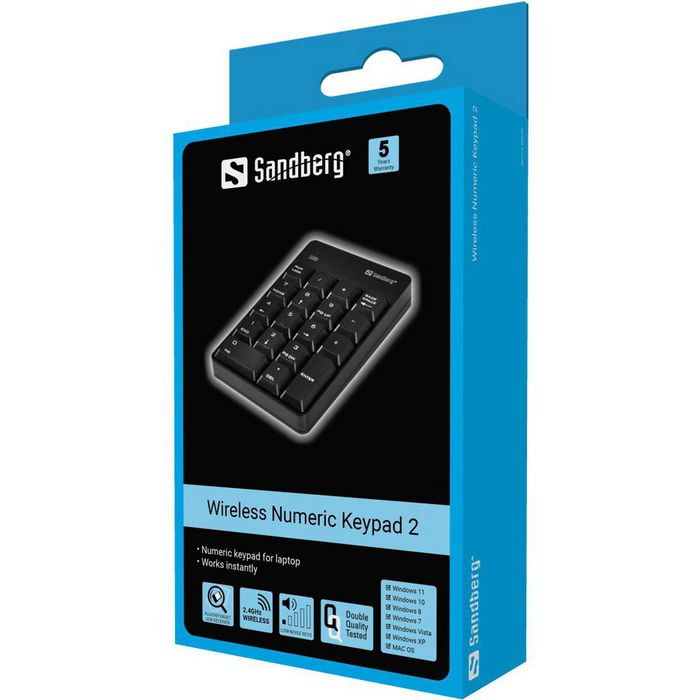 Sandberg Trådløs Numerisk Tastatur – Rask Tilkobling, Ergonomisk Design (Sdg630-05, 1 Eske) 6