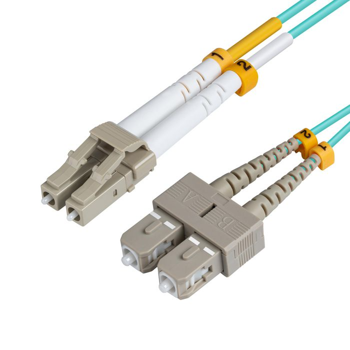 MicroConnect Optisk Fiberkabel, Lc-Sc, Multimodus, Dupleks, Om3 (Akvablå), 20m, 1 Stykk, Sen-Fib422020 Blå