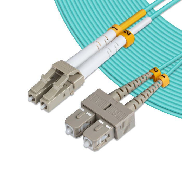 MicroConnect Optisk Fiberkabel, Lc-Sc, Multimodus, Dupleks, Om3 (Akvablå), 20m, 1 Stykk, Sen-Fib422020 Blå 2