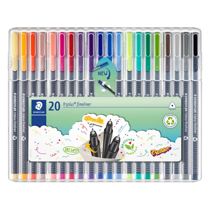 Staedtler Fineliner Triplus – Ergonomisk Design, Vannbasert Blekk (Sta334sb20, Flerfarget, 1 Eske) Flerfarget 2