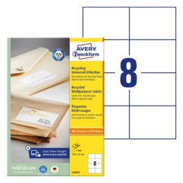 Avery LR3427 Flerbruksetiketter av resirkulert papir 105 x 74 mm off-white