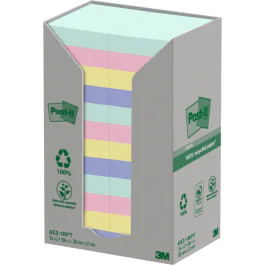 3M Post-it Recycled Notater – 100% Resirkulert Papir (3M6531RPT, 1 Eske)