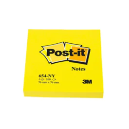 3M Post-it Klistrelapper – Bedre Klebeevne, Ingen Løsemidler (3M654NYELLOW, Neon gul, 6 Eske)