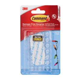 3M Command Clear Dekorklips – Sikker Festing, Skadefri Fjerning (3M7100108967, 1 Eske)