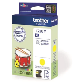 Brother LC22UY Blekkpatron – Kapasitet 1.200 sider (BROLC22UY, Gul, 1 Eske)