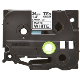 Brother TZe Tape – 36mm, Svart/Hvit Mat (BROTZEM261, Svart/Hvit, 1 Eske)
