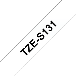 Brother TZeS Tape – Sterk, Holdbar, Allsidig (BROTZS131, Svart/Klar, 1 Eske)