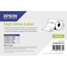 Epson Høyglans Etikett – Die-cut Rull, 800 Etiketter (EPSS045719, 1 Eske)