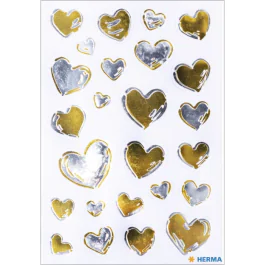 Herma Creative Hearts Klistremerker – Gull og Sølv (HER15534, 10 Eske)
