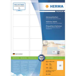 HERMA Etiketter Premium – Høy kvalitet, skarpe utskrifter (HER4265, 1 Eske)
