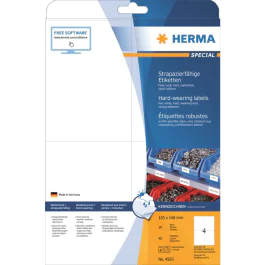 HERMA Etiketter – Slitesterk, Værbestandig (HER4583, Hvit, 1 Eske)