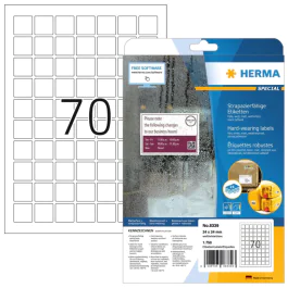 HERMA Etiketter – Vannfaste, Slitesterke (HER8339, Hvit, 1 Eske)
