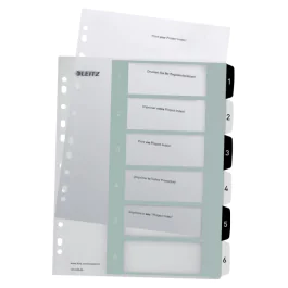 Leitz PP Utskriftsregister A4+ – Gjenbrukbart, Holdbart (LTZ12140000, 1 Eske)