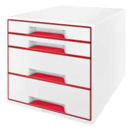 Leitz WOW Skuffkube – Elegant Oppbevaring (LTZ52132026, Hvit/Rød, 1 Eske)
