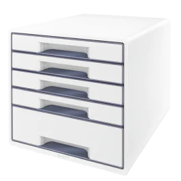 Leitz WOW Skuffkube – Elegant Oppbevaring (LTZ52142001, Hvit/grå, 1 Eske)