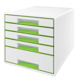 Leitz WOW Skuffkube – Elegant Oppbevaring (LTZ52142054, Hvit/grønn, 1 Eske)