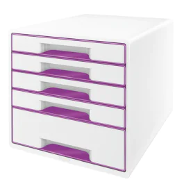 Leitz WOW Skuffkube – Elegant Oppbevaring (LTZ52142062, Hvit/lilla, 1 Eske)