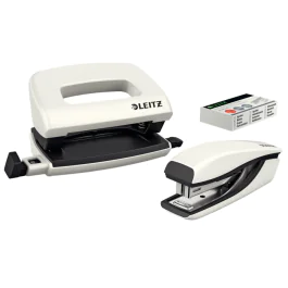 Leitz Mini Stift- & Hullesett – Kompakt, Ergonomisk (LTZ55612001, Hvit, 1 Eske)
