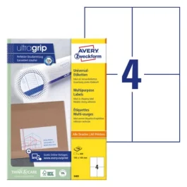 Avery 3483 Flerbruksetiketter 105 x 148 mm hvit