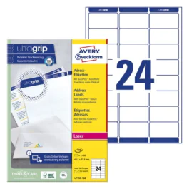 Avery L7159-100 Adresseetiketter 63,5 x 33,9 mm hvit