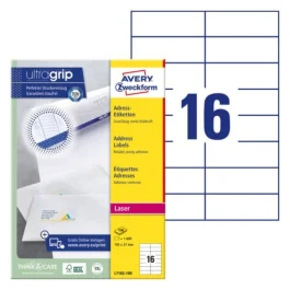 Avery L7182-100 Adresseetiketter 105 x 37 mm hvit
