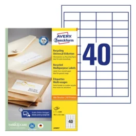 Avery LR3657 Flerbruksetiketter av resirkulert papir 48,5 x 25,4 mm off-white