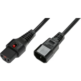 MicroConnect C13 IEC lås til han C14, 3 x 1,00mm2, 2m, svart, 1 Stykk, SEN-PC1021