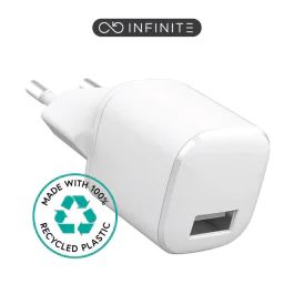 eSTUFF INFINITE USB-A Lader EU 12W - Hvit - 100% Resirkulert Plast, 1 Stykk, SEN-W127225413