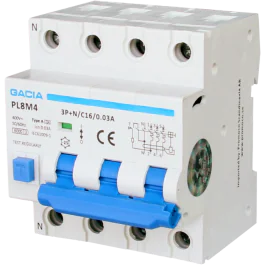 Gacia kombiautomat 3P+N C25 30 mA 6 kA