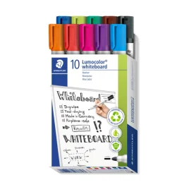 Staedtler Whiteboard Merkepenn – DRY SAFE Blekk (STA351B10, Flerfarget, 1 Eske)