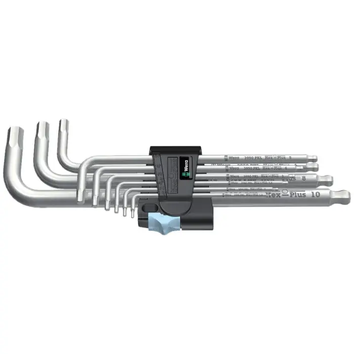 Wera 3950/9 - Hex-Plus rustfritt stål 1 tap - Unbrakonøkkelsett, 9 Deler