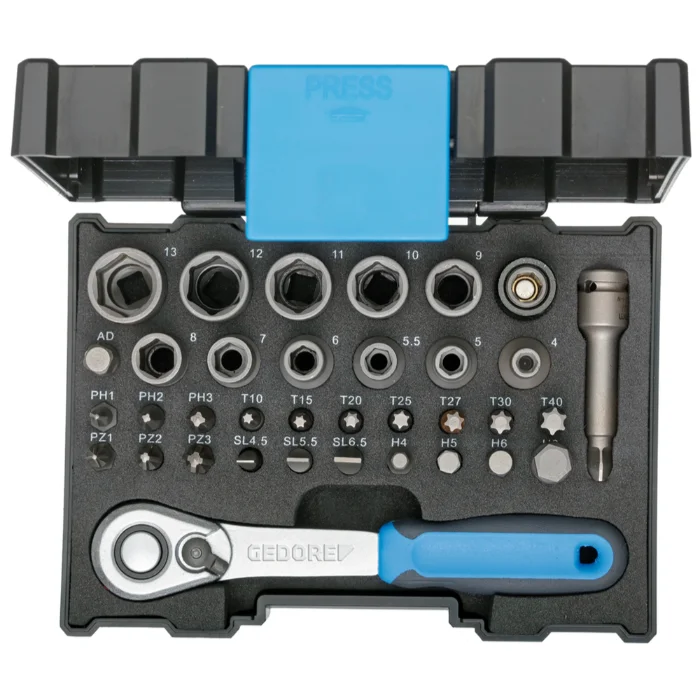 Gedore Bitsboks med skralle 1/4" 35 deler - 666-U-20