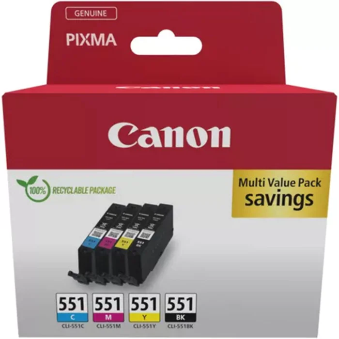 Canon CLI-551 Multi-Pack – Høy kvalitet, langvarig (CAN6509B015, Flerfarget, 1 Eske)
