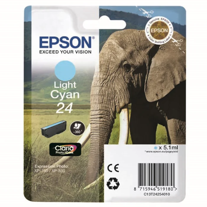Epson T2425 Blekkpatron – Høy kapasitet (EPST24254012, Lys cyan, 1 Eske)