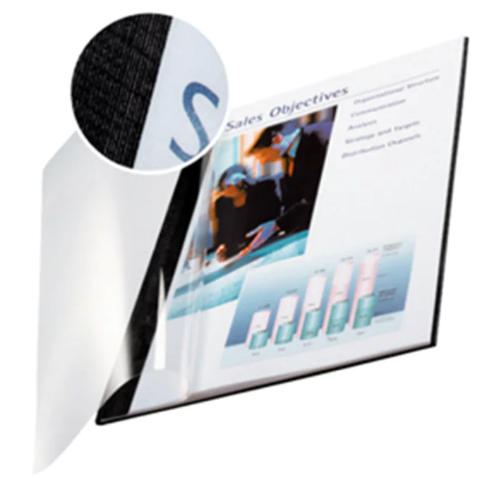 Leitz Bokomslag – Fleksibelt, Transparent (LTZ74140095, Klar/Sort, 1 Eske)