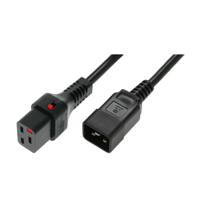 MicroConnect C19 IEC lås til han C20, 1m, svart, 1 Stykk, SEN-PC1284