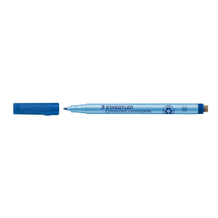 Staedtler Lumocolor Correctable Penn – Tørkbar, Langvarig (STA305M3, Blå, 10 Eske)