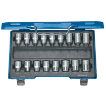 Gedore Skrutrekkerbits-pipenøkkelsett 1/2" 17 deler TORX - ITX 19 TX-017