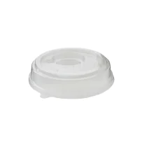 Green Box rPET-Dome 18,5 cm lokk med fordypning for porsjonskopper, klar, 300 stykker, SGB-DFC08856