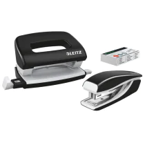 Leitz Mini Stift- & Hullesett – Kompakt og Ergonomisk (LTZ55612095, Svart, 1 Eske)