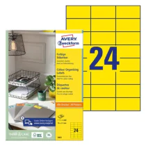 Avery 3451 Fargede etiketter 70 x 37 mm gul