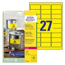Avery L6105-20 Værbestandige filmetiketter 63,5 x 29,6 mm gul