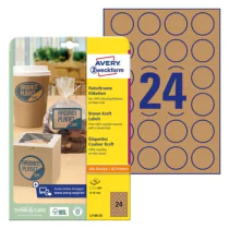 Avery L7105-25 Brunt kraftpapir-etiketter Ø40 mm brun