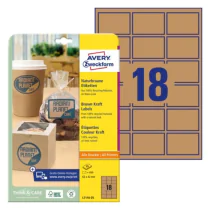 Avery L7110-25 Brunt kraftpapir-etiketter 62 x 42 mm brun