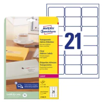 Avery L7560-25 Adresseetiketter 63,5 x 38,1 mm transparent