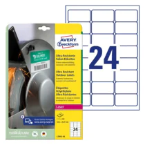Avery L7912-10 Ultra Resistant Outdoor-etiketter 63,5 x 33,9 mm hvit