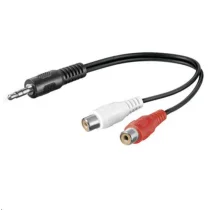 MicroConnect lydadapterkabel; 3,5 mm hann til RCA hunn, 0,2 m, 1 Stykk, SEN-AUDALHF02