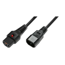 MicroConnect C13 IEC Lock til hann C14, 3 x 1,00mm2, 1,5m, svart, 1 Stykk, SEN-PC1003